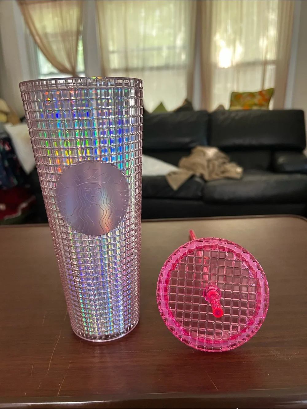 Starbucks 2022 pink kaleidoscope cold drink Tumblr with straw, 24 ounces/venti